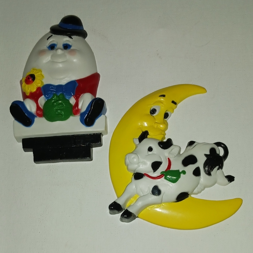 Vintage HOMCO Nursery Rhymes Decor Humpty Dumpty & The Cow Jumped Over The Moon